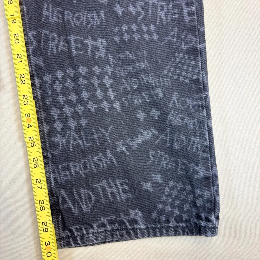 Ksubi Anti K Heroism Jeans Men's 34x30 Black Relaxed All Over Print Gaphic Denim